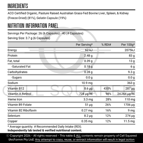 Men's Innate Energy - Beef Multi Organ Capsules