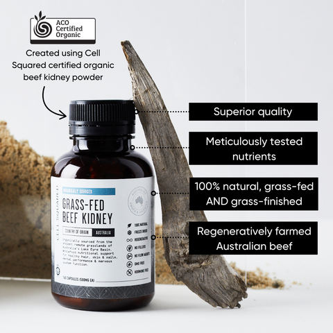 Organic Grass-Fed Beef Kidney Capsules Natural Thyroid Support