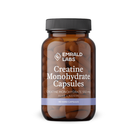 Bottle of Creatine Monohydrate Capsules for muscle strength, energy, and performance support – available at Detox-me.asia.