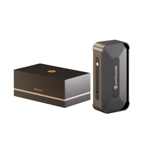 emGuarde EMF Harmonizer device providing 24/7 electromagnetic radiation protection within a 4-meter radius